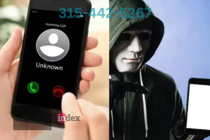 Phone displaying incoming call from 315-442-5267, Syracuse mystery number raising questions and concerns.